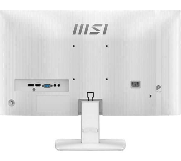 MSI PRO MP275W E2 FULL HD 27" LED MONITOR 1MS 120Hz HDMI DISPLAYPORT VGA WHITE back view with ports.