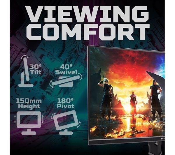 Viewing comfort features of ACER PREDATOR XB323QKV4 4K ULTRA HD 2160P 32" IPS MONITOR 0.5MS HDMI DISPLAYPORT.