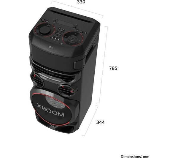 LG XBOOM RNC7 700W BLUETOOTH MEGASOUND PARTY SPEAKER DAB+ LED LIGHTS OPTICAL USB dimensions and design