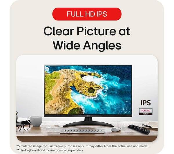 LG 27TQ615S 27" SMART FULL HD LED 1080P TV MONITOR WIFI FREESAT FREEVIEW HD HDMI with clear picture and wide viewing angles.
