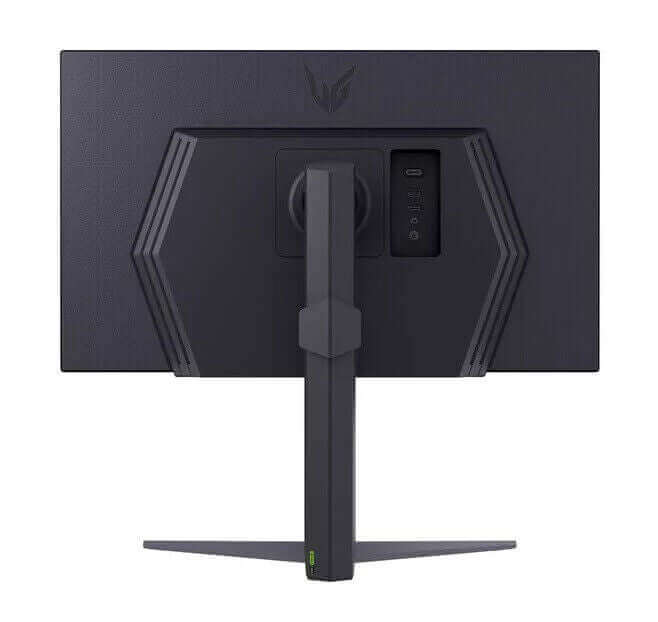 LG UltraGear 27GS75Q dark grey gaming monitor rear view showcasing sleek design and ergonomic stand.