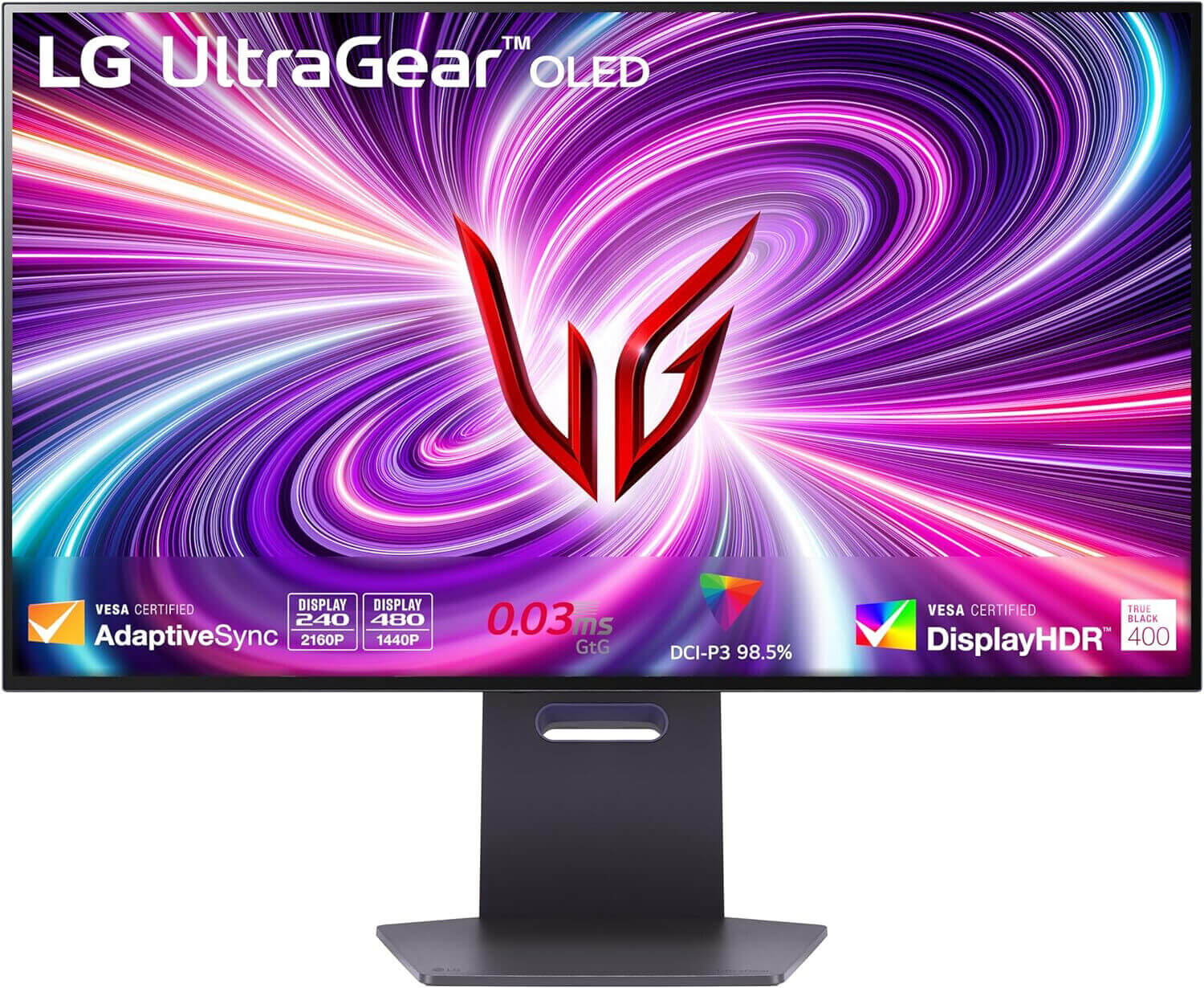 LG UltraGear 32" 4K UHD OLED Gaming Monitor with vibrant display and AdaptiveSync technology.