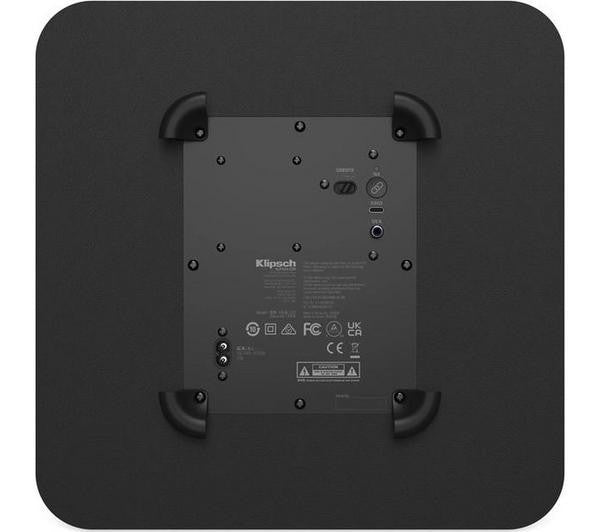 KLIPSCH FLEXUS 10" SUB 100 WIRELESS ACTIVE SUBWOOFER RCA USB BLACK NEW back view with controls and ports.