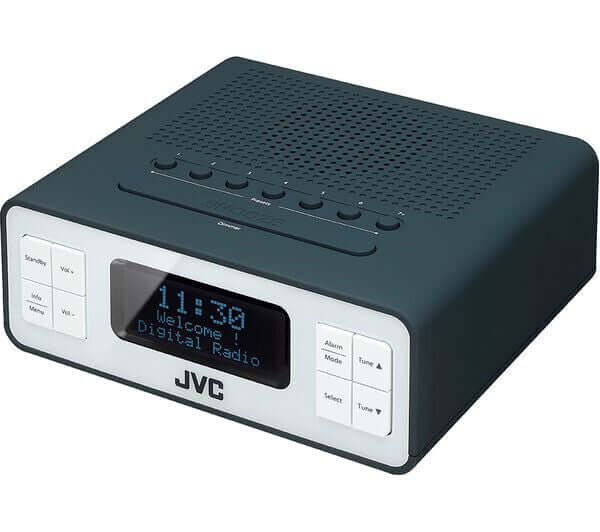 JVC RA-D32H DAB+ FM CLOCK RADIO LCD DISPLAY ALARM 60 PRESETS 3.5MM AUX GREY