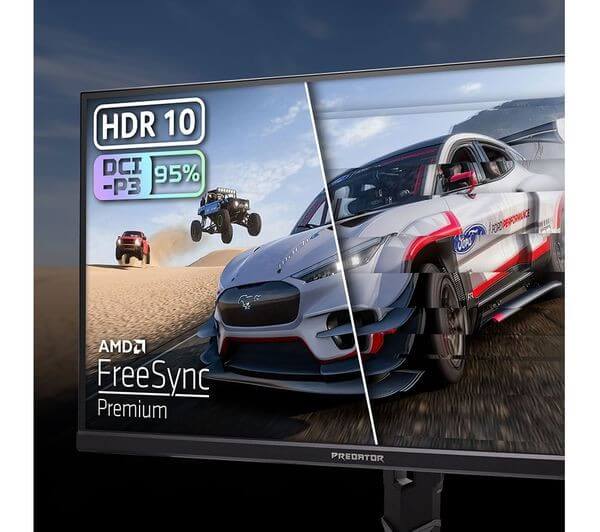 ACER PREDATOR XB323QKV4 4K ULTRA HD 2160P 32" IPS MONITOR 0.5MS HDMI DISPLAYPORT showing HDR 10 gaming scene.