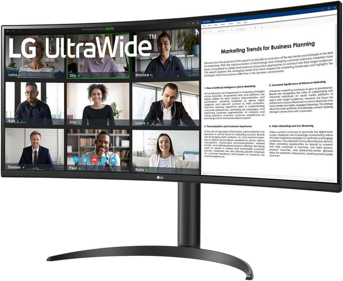 LG 34" LCD MONITOR ULTRAWIDE QUAD HD 1440P CURVED VA HDMI DISPLAYPORT 34WR55QK-B