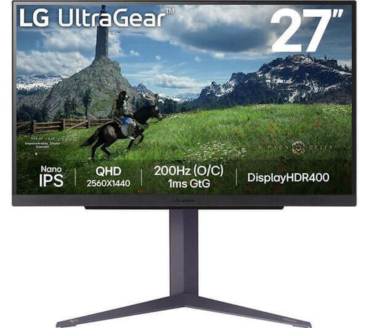 LG ULTRAGEAR 27GS85Q QUAD HD 1440P 27" NANO IPS 1MS 180HZ GAMING MONITOR HDMI front view with game scene