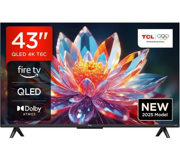 TCL T6C 43" QLED 4K TV SMART FIRE TV FREELY ALEX DOLBY VISION HDR HDMI 43T6C-UK