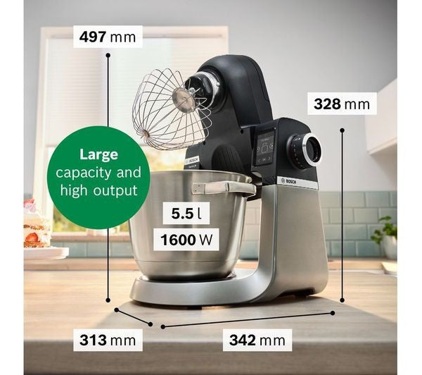BOSCH SERIES 6 MUMS6ZM00G 1600W 5.5L STAND MIXER 7 SPEED BLACK & SILVER NEW