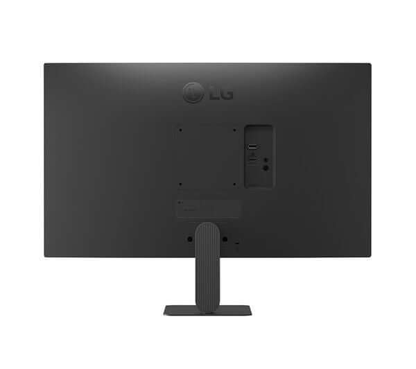 Back view of LG ULTRAFINE 27U711B-B 27" monitor showing ports and stand design.