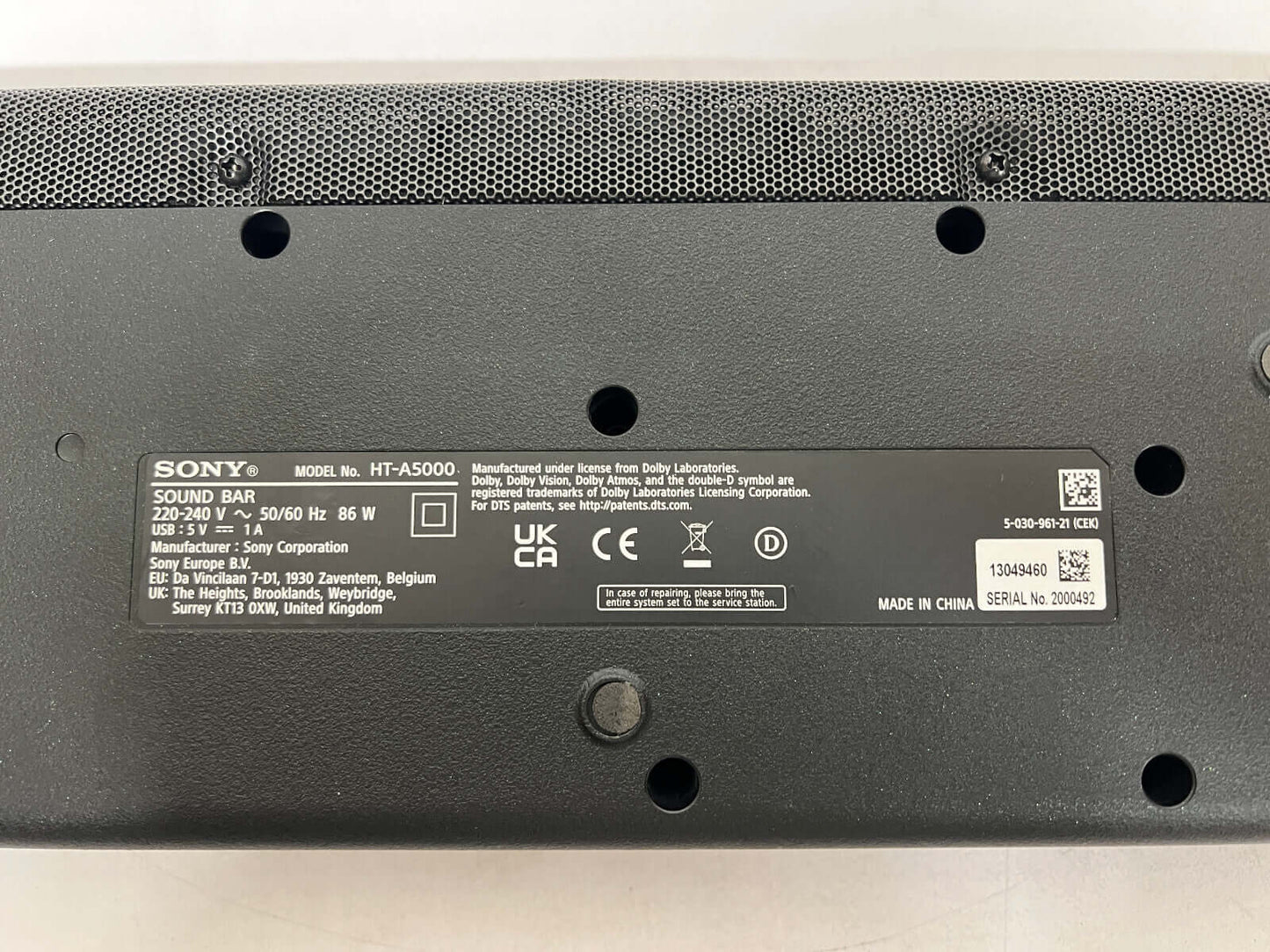 SONY HT-A5000 5.1.2 ALL-IN-ONE 4K WIRELESS SOUNDBAR SUBWOOFER DOLBY ATMOS HDMI