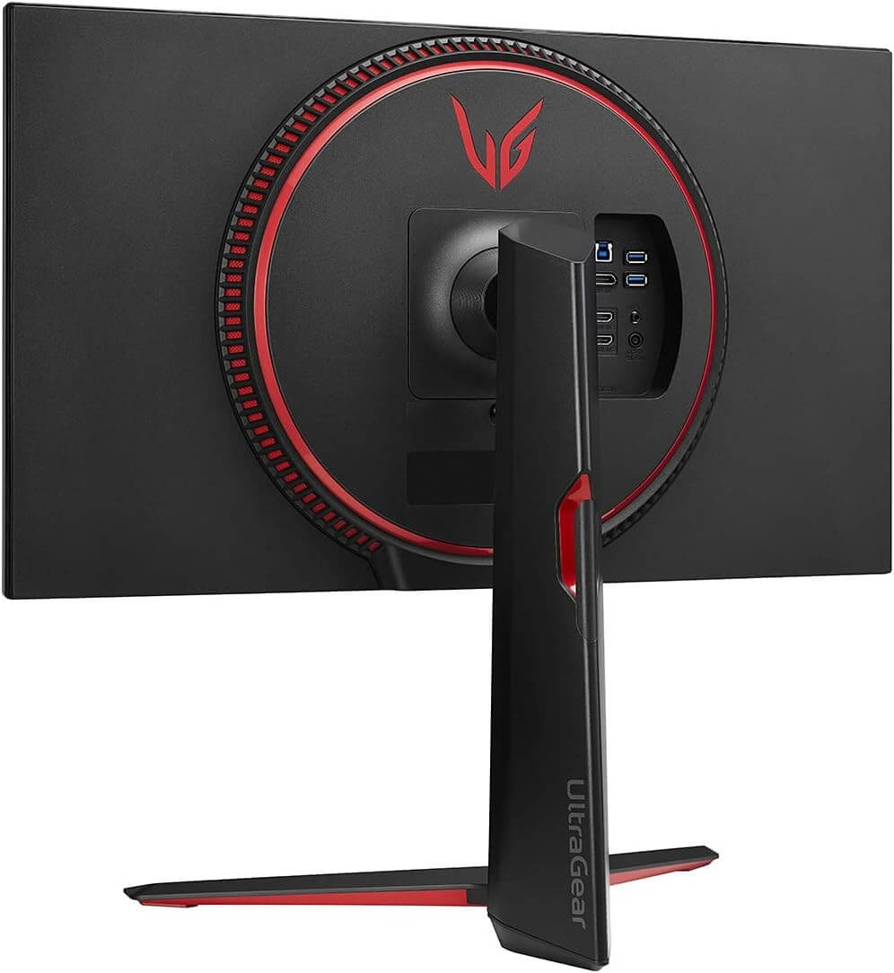LG ULTRAGEAR 27GP850P QUAD HD 1440P 27" IPS LCD GAMING MONITOR 1MS DISPLAYPORT back view with red accents