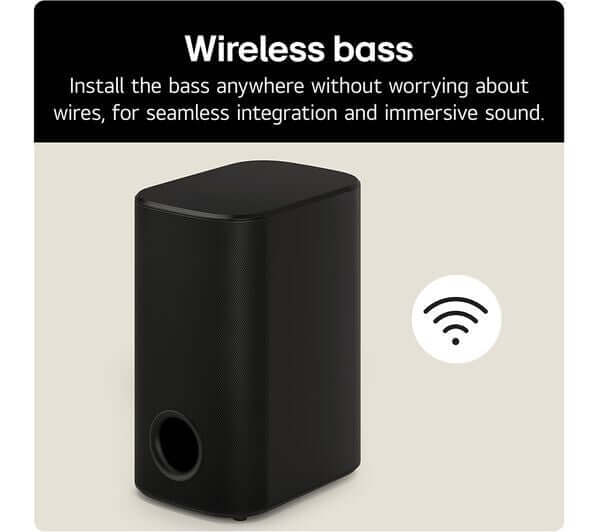Wireless bass subwoofer for seamless integration and immersive sound without wires.