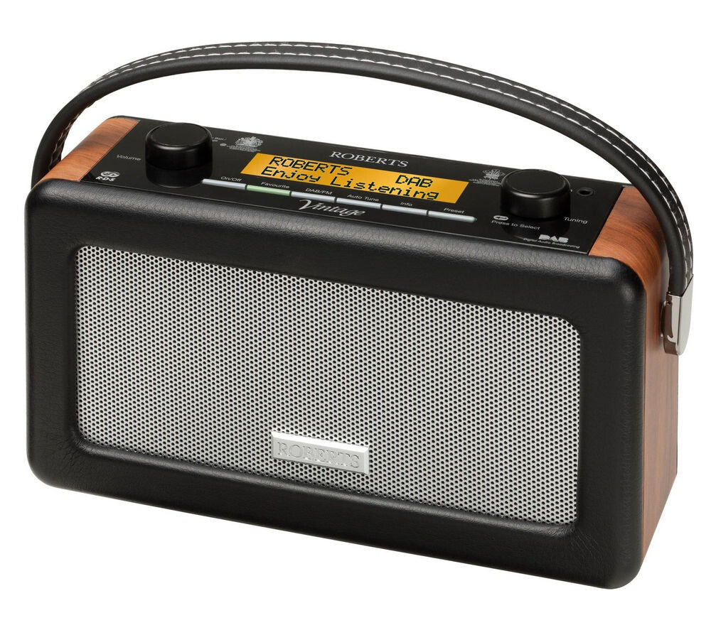 ROBERTS VINTAGE PORTABLE RETRO DAB FM DIGITAL RADIO MAINS/BATTERY LCD DISPLAY with sleek design and carry handle.