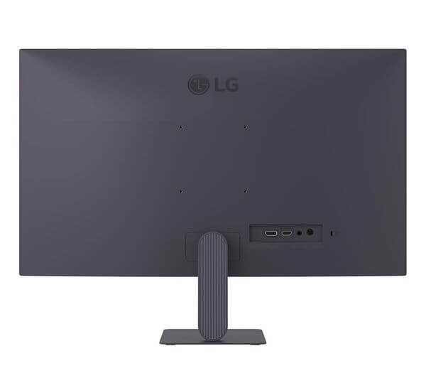 Back view of LG ULTRAGEAR 27G411B-B monitor showcasing inputs and stand design.