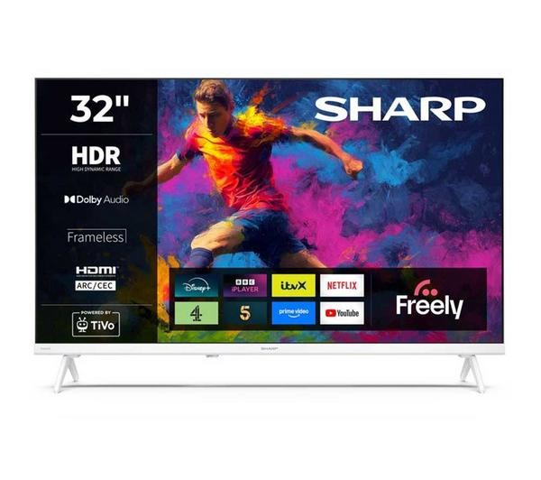 SHARP 1T-C32HE2245KW 32" LED TV SMART HDR 60 Hz FREEVIEW HD TIVO WIFI HDMI WHITE