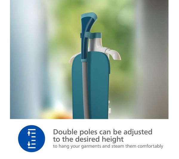 PHILIPS 1000 SERIES STE1040/20 1800W STANDING CLOTHES STEAMER BLUE ANTI-SCALE adjustable double poles for easy garment steaming