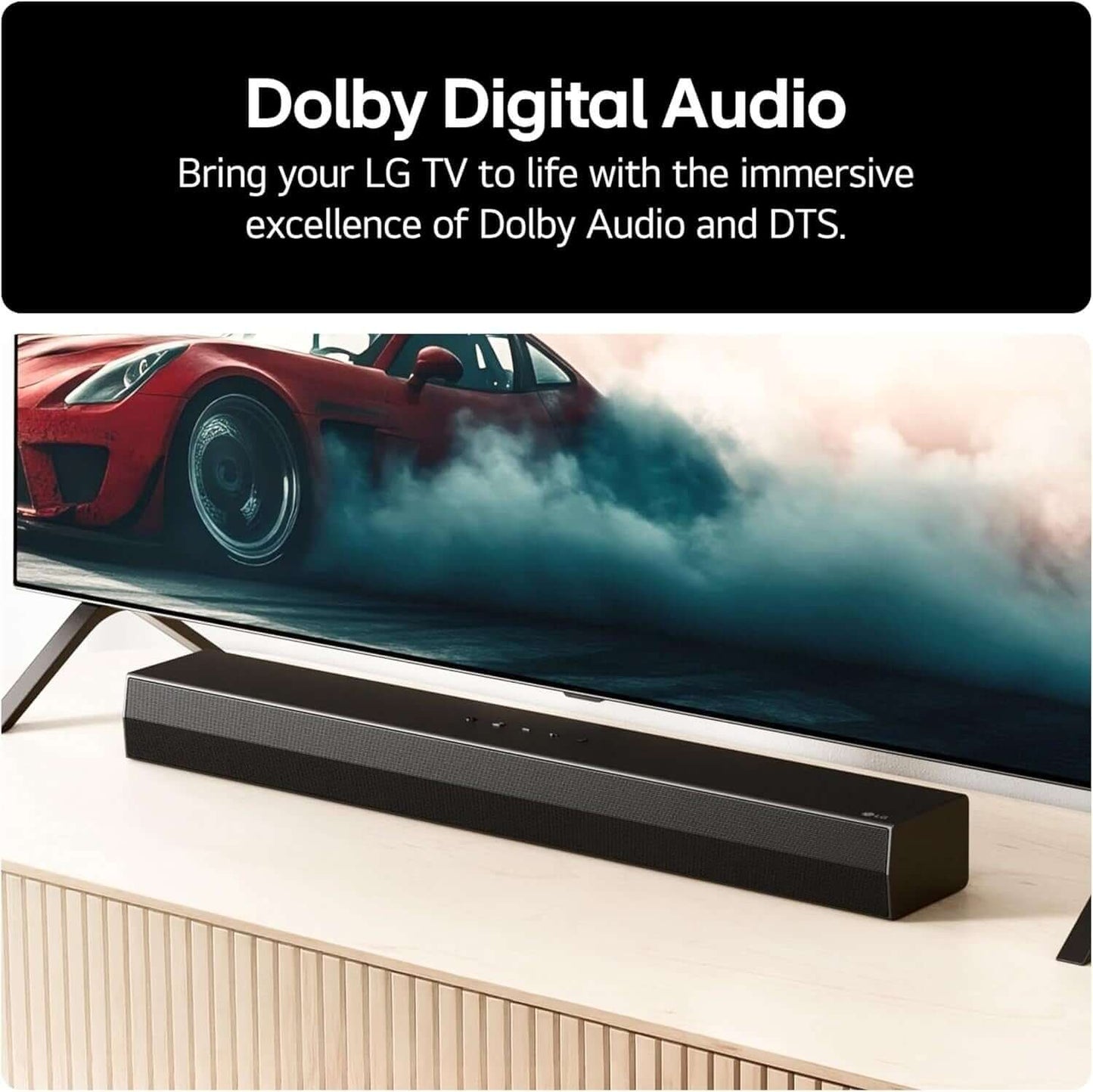 LG US20A SOUNDBAR 2.0 WIRELESS BLUETOOTH 5.3 COMPACT 50W HDMI USB PORT BLACK with Dolby Digital Audio