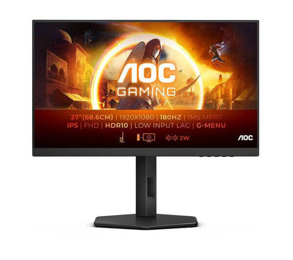 AOC 27G4X FULL HD 27" IPS LCD GAMING MONITOR HDMI DISPLAYPORT 180Hz 1MS BLACK