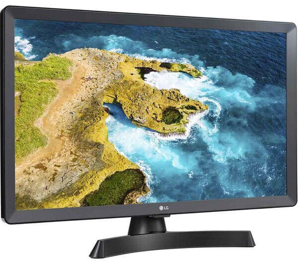 LG 24TQ510S 24" Smart HD LED TV Monitor with vibrant display and sleek design, ideal for home office or dorm use.