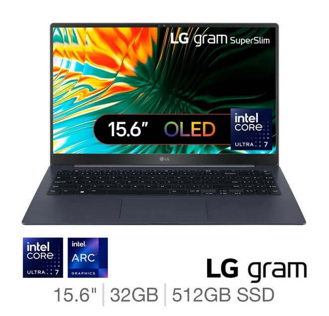 LG GRAM SUPERSLIM OLED 15Z90ST-G 15.6" LAPTOP CORE ULTRA 7 155H 512GB SSD 32GB