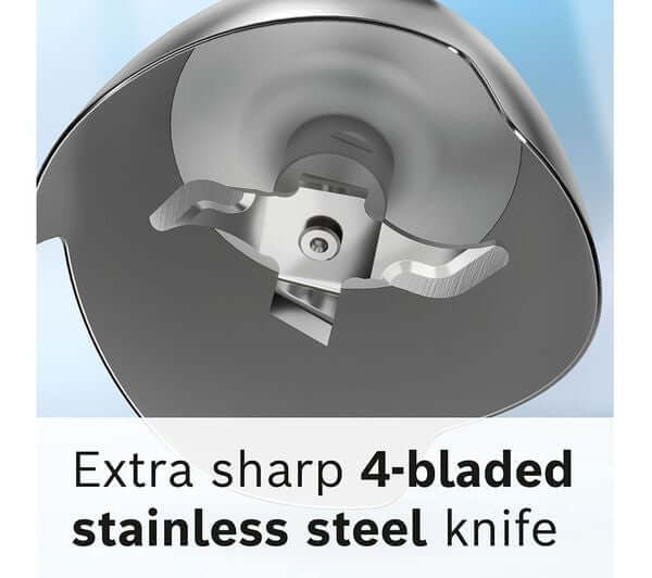 Extra sharp 4-bladed stainless steel knife for BOSCH 3-in-1 hand blender's efficient performance.