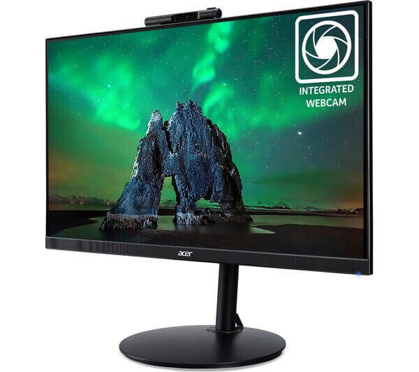 ACER CB272D 27" IPS LED Monitor with integrated webcam and vibrant display of northern lights