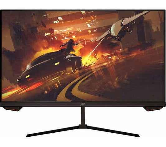 ADX A25H2G25 Full HD 25" gaming monitor displaying a high-speed racing game scene.
