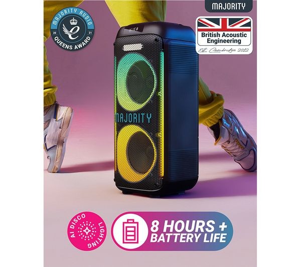 MAJORITY PULSE 2 PORTABLE BLUETOOTH MEGASOUND 120W PARTY SPEAKER LED LIGHTS NEW