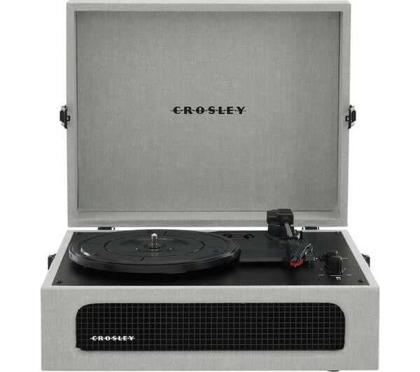 CROSLEY VOYAGER BELT DRIVE BLUETOOTH VINYL TURNTABLE GREY SPEAKERS CR8017B-GY4