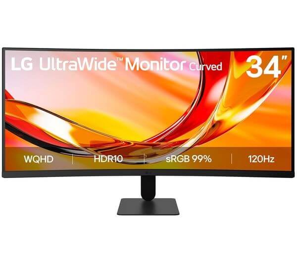 LG U6 34U601B-B 34" Curved IPS Monitor with HDR10 and 120Hz refresh rate