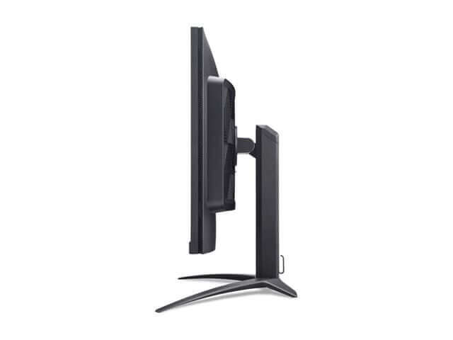 Side view of Acer Predator XB323QK 32" monitor showcasing sleek design and adjustable stand.