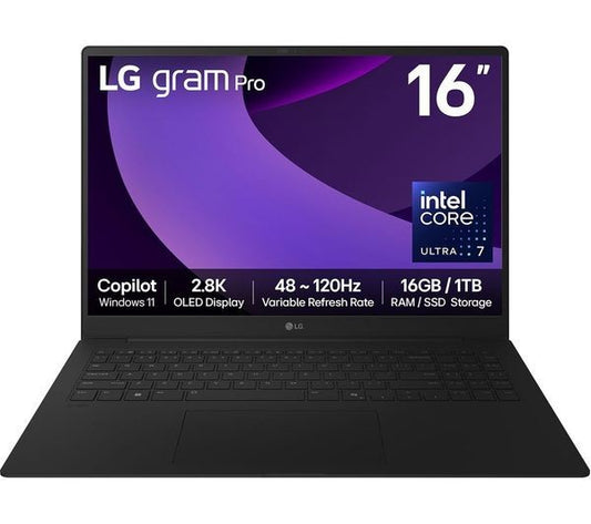 LG GRAM PRO 16 16Z90TP-K 16" 2.8K LAPTOP CORE ULTRA 7 255H 1TB SSD 16GB DDR5 RAM