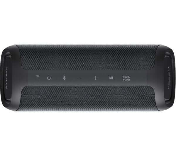 LG XBOOM GO XG5 20W WIRELESS BLUETOOTH SPEAKER BLACK WATERPROOF IP67 XG5QBK top view showing controls.