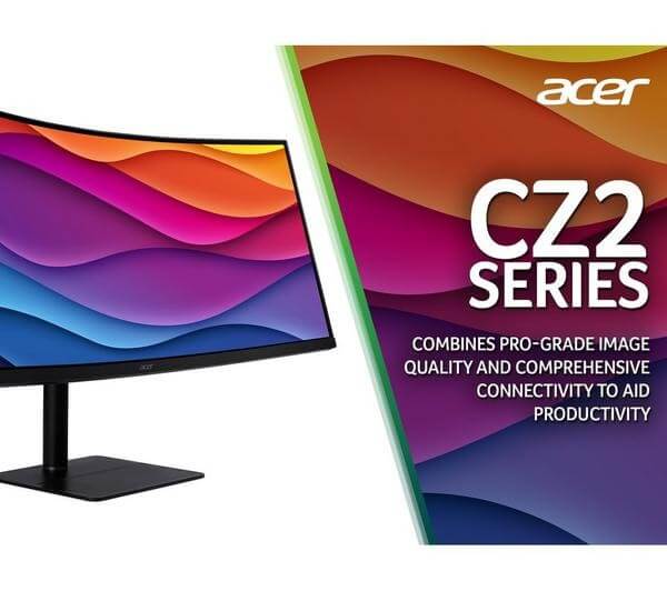 ACER CZ342CUR 34" MONITOR WIDE QUAD HD 1440P CURVED VA LCD HDMI DISPLAYPORT with colorful design.