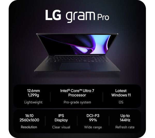 LG GRAM PRO 17 17Z90SP-G LAPTOP 17" CORE ULTRA 7 155H 1TB SSD 16GB DDR5 RAM