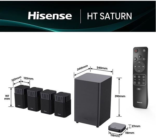 HISENSE HT SATURN 4.1.2 WIRELESS 720W SOUNDBAR DOLBY ATMOS & DTS Virtual:X NEW