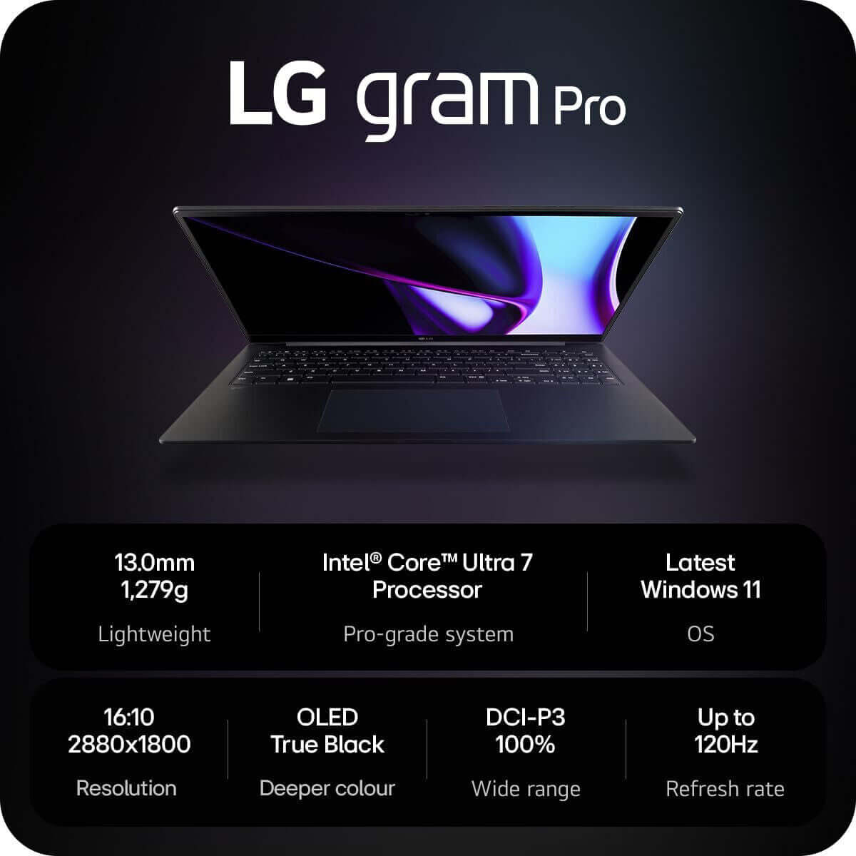 LG GRAM PRO 16 16Z90SP-A 16" OLED LAPTOP CORE ULTRA 7 155H 1TB SSD 16GB DDR5 RAM