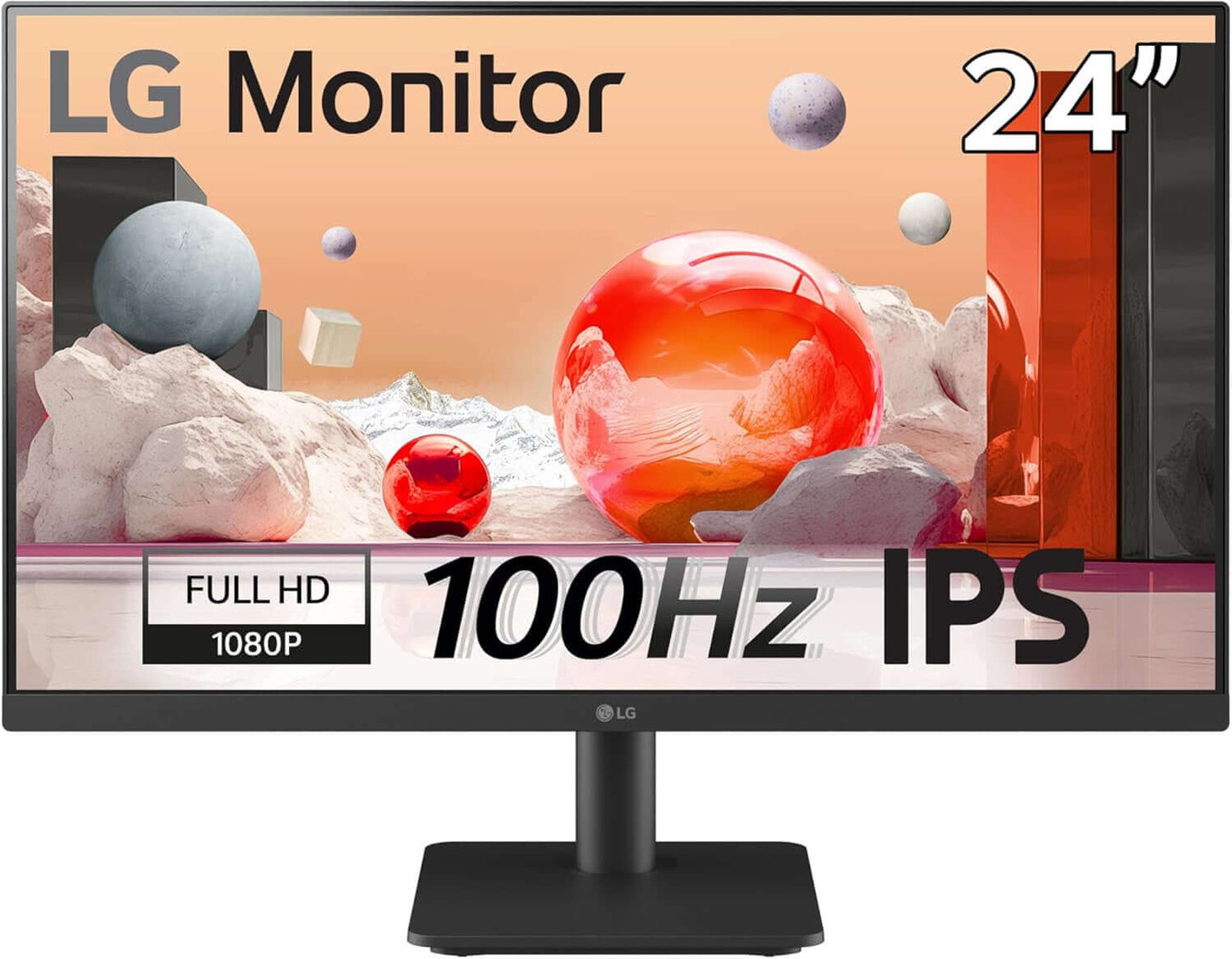 LG 24MS550 24" IPS LED MONITOR 1080P 250 cd/m² 1000:1 5MS 100Hz displayed on screen.