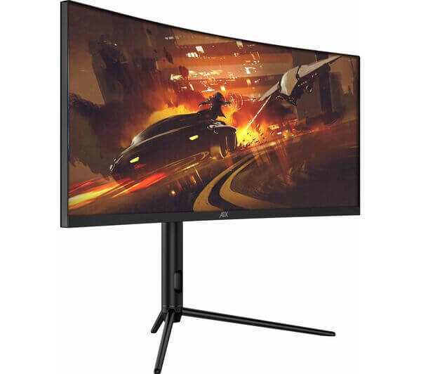 ADX A30A3M25 30" curved LCD gaming monitor with HD graphics and adjustable height.