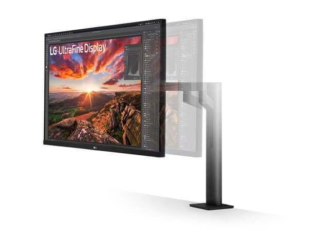 LG 32UN880K-B 32" MONITOR ULTRAFINE 4K ULTRA HD IPS LED HDR10 2160P 5MS HDMI showcasing adjustable design.