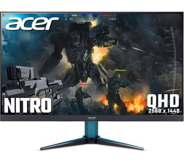 Acer Nitro QHD 27 inch gaming monitor displaying vibrant graphics in 2560 x 1440 resolution