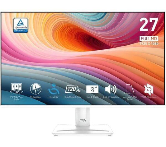 MSI PRO MP275W E2 FULL HD 27" LED MONITOR 1MS 120Hz HDMI DISPLAYPORT VGA WHITE with vibrant display