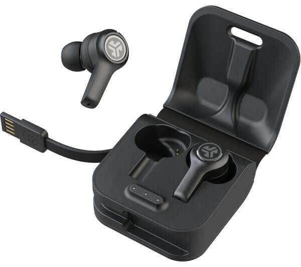 JLAB JBUDS AIR EXECUTIVE HEADPHONES TRUE WIRELESS BLUETOOTH EARPHONES IP55 BLACK in charging case