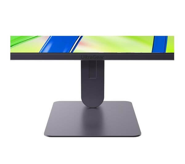 LG ULTRAGEAR 24G411B-B monitor stand featuring a sleek design and modern aesthetics.