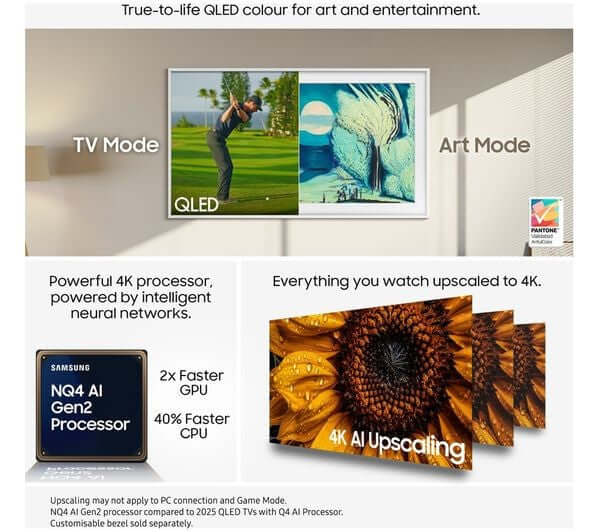 SAMSUNG THE FRAME ART QE43LS03FA 43" SMART AI 4K QLED TV BIXBY ALEXA HDR10+ HDMI