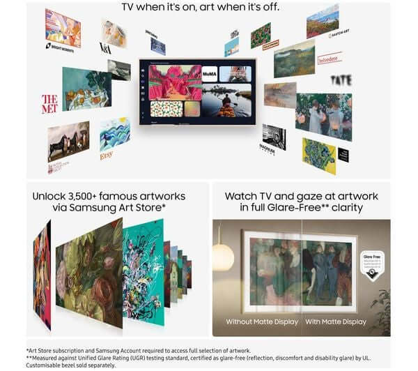 SAMSUNG THE FRAME ART QE43LS03FA 43" SMART AI 4K QLED TV BIXBY ALEXA HDR10+ HDMI