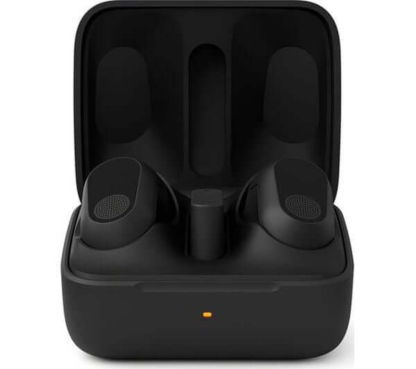 SONY WF-G700N INZONE WIRELESS BLUETOOTH NOISE-CANCELLING GAMING EARBUDS BLACK in charging case.