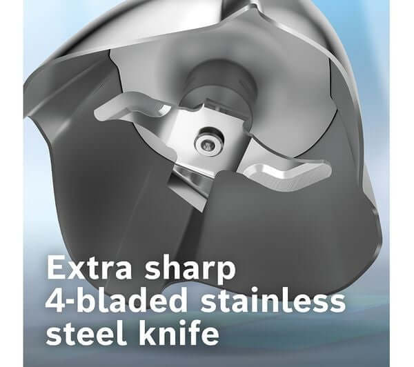 Extra sharp 4-bladed stainless steel knife of BOSCH ERGOMASTER 3 IN 1 PRESSURE CONTROLLED SPEED HAND BLENDER 1000W MSM6M623GB.