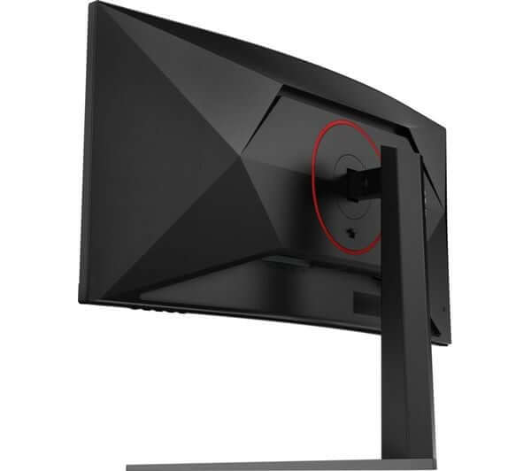 Back view of AOC CU34G4 34" GAMING MONITOR WIDE QUAD HD 1440P CURVED VA LCD with stand and mounting option.